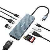 Tymyp 10'u 1 Arada USB C Hub, 4K HDMI Adaptörü, 2 x USB 3.0, USB-C 3.0, 2 x USB 2.0, 100W PD, SD/TF Kart Okuyucu, Dizüstü Bilgisayarlarla Uyumlu 3.5mm Ses Jakı, iPad