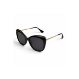 TYN STORE VESPERA Kadın Cat Eye Güneş Gözlüğü Siyah Çerçeve Siyah Cam Gold Metal Saplı UV400
