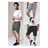 tynemode Erkek Regular Fit Gri Siyah Haki Çizgili Pamuklu Yazlık Şort 3'lü