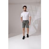 Tynemode Erkek Regular Fit Haki Çizgili Pamuklu Yazlık Şort