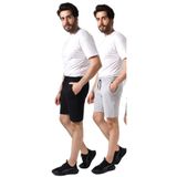tynemode Erkek Slim Fit Siyah Gri Düz Pamuklu Yazlık Şort