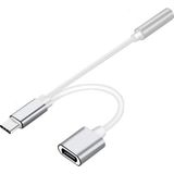 Type-C 2in1 Şarj + Kulaklık Dönüştürücü 3.5 mm Jack Adaptör Gümüş AL2361
