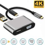 Type-C 4 in 1 4k HDMI VGA Usb 3.0 Type-C Şarj Girişli Adaptör