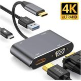 Type-C 4 In 1 Hub Çoğaltıcı Vga-Hdmı-Usb-Type-C Hub Çoğaltıcı