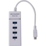 Type C 4 Port USB 3.0 Çoklayıcı Çoğaltıcı Hub - Beyaz
