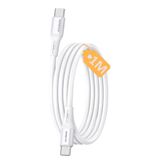 Type C-C Hızlı Şarj Kablosu, 60Watt PD Hızlı Şarj, 1Metre, iPhone 15/16/17 ve Android İçin, Beyaz/Gümüş Metal, REMORAX Wahoo (1Ad x 1Metre Beyaz)