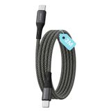 Type C-C ÖRGÜLÜ Şarj Kablosu, 2Metre, 60Watt PD Hızlı Şarj, REMORAX Wahoo (1Ad x 2Metre Füme)