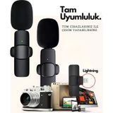 Type-C Çiftli Kablosuz Yaka Mikrofon Seti Telefon Vlog Canlı Yayın Tiktok Youtube Uyumlu ( Lisinya )