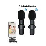 Type-C Çiftli Kablosuz Yaka Mikrofonu Seti - Youtube, Tiktok, Vlog ve Canlı Yayınlar Için Telefon Uyumlu Çift Mikrofon