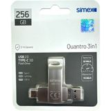Type C Flash Bellek Xiaomi Redmi Oppo Vivo Samsung Uyumlu 256 GB Otg USB Typec Flash Bellek Disk - Gri Metal