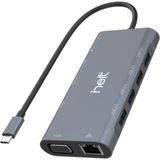 Type-C Girişli Usb+Hdmı+Vga+Type-C+Jack+Ethernet+Sd Kart Dönüştürücü Çoklayıcı Adaptör ( 10-50 Mb/s) - 0315 Gri