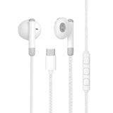 Type c Kablolu Kulaklık, Type-C Girişli, Cihaz Seçmez, HiFi Ses, Dahili Mikrofon, Ergonomik Tasarım, Hasır Sarım, Kablo üzerinde ses açma kapama ve cevaplama tuşlu BEYAZ C01