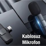 Type-c Kablosuz yaka mikrofonu yayıncı röpörtaj için yaka mikrofonu tüm telefonlarla uyumu
