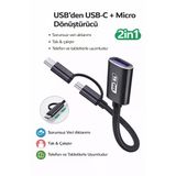 Type-C + Micro Usb 2’Si 1 Arada Otg Kablo Usb 3.0 Tak & Çalıştır