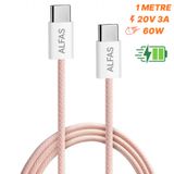 Type-C Şarj Kablosu 1M Pd 60W 3A 1Gbps Hızlı Şarj & Data Transfer Usb-C Iphone Android Örgülü Kablo