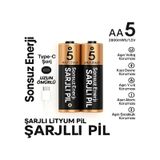 Type-c Şarjlı 2800mwh 1.5v Şarj Edilebilir 2'li Aa5 Kalın Pil - Lityum Iyon Batarya