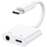 Type-C to 3.5 mm Jack Kulaklık ve Şarj Dönüştürücü Aynı Anda Kulaklıktan Müzik Dinleyin ve de Şarj Edin Çift Çıkışlı Adaptör Yüksek Hızlı Şarj ve Ses Aktarımı