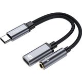 Type-C To 3.5mm Kulaklık ve Type-C Şarj Dönüştürücü Adaptör - Renkli