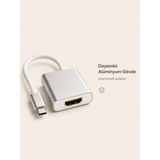 Type-C To HDMI Dönüştürücü Adaptör Usb-C Erkek HDMI Dişi Görüntü Aktarma Aparatı Alüminyum Gövde Laptop Tablet Telefon Monitör Tv Projeksiyon Uyumlu