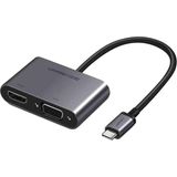 Type-C To Hdmı+Vga Pd Şarj Destekli Dönüştürücü Adaptör Uzay Gri - Çok Renkli