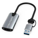Type-c To Usb 2in1 Video Capture Yakalama Kartı 4K 1080P Uçlu HDMI to Type-C PC Bilgisayar Video Adaptör Çevirici