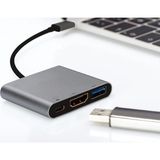 Type-C To USB 3.0 4K Ultra Hd HDMI 3 In1 Dönüştürücü Adaptör - CR13HB - Çok Renkli