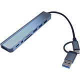 Type C Usb Hub, 8'i 1 arada USB 3.0,2.0, Type C Veri, 3.5 Ses, SD/TF Kart Okuyucu