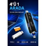 Type-C Usb Mikro Usb Otg Micro Sd Kart Okuyucu Mini Hub Çoklu Adaptör Telefon Tablet Bilgisayar İçin 5 İn 1