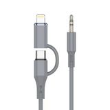 Type-C Ve İphone Lightning To 3.5Mm Aux Dolanmaz Silikon Ses Kablosu 2 İn 1 Stereo Otg Mt2812