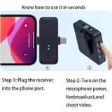 Type-C ve Lightning Girişli Kablosuz Mikrofon, 20 Metreye Kadar Erişim Mesafesi, Tak ve Çalıştır, Canlı Yayın, Röportaj, Vlog, ile Uyumlu, Clear Timbre Ses Kalitesi | F15-2 - 1 GB - Acı Kahverengi - Option-1