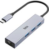 Type-C'den 3 Bağlantı Noktalı Gigabit Ethernet USB 3.2 Hub - Gri