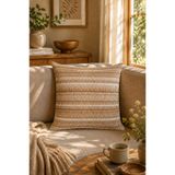 Typoniq Attitude Included Echo Premium Jakarlı Dokuma Karamel Kırlent Kılıfı 43x43 cm