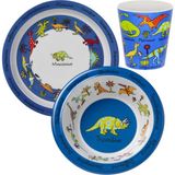 Tyrrell Katz Dino Melamin Çocuk Mama Kasesi Tabağı ve Alıştırma Bardağı 3'lü Set - Standart