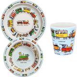 Tyrrell Katz Melamin Mama Tabağı, Kasesi ve Alıştırma Bardağı - Trains