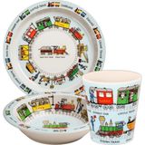 Tyrrell Katz Melamin Mama Tabağı, Kasesi ve Alıştırma Bardağı - Trains
