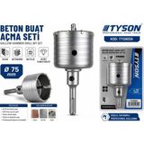 Tyson Beton Buat Açma Seti 75 mm Kesici Elmas Dişler Sds Plus Duvar Açma Beton Panç Seti Kod : TYS9059