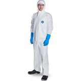 Tyvek 500 Xpert Kimyasal Koruyuculu Başlıklı Fermuarlı Nefes Alabilen İş Tulumu-3XL - Beyaz
