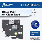 TZE-6312PK Bant ½ 12 mm 2'li Paket Lamine P- Bant Sarı Üzerine Siyah Iç ve Dış Mekan Kullanım - Çok Renkli