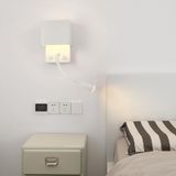 TZSMUM İç mekan okuma LED duvar lambası, çift şalterli, alüminyum duvar lambası, 180° döndürülebilir, kuğu boynu, duvar aydınlatması, minimalist dikdörtgen tasarım, yatak odası için (beyaz)