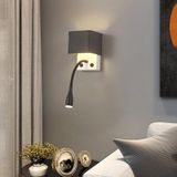 TZSMUM İç mekan okuma LED duvar lambası, çift şalterli, alüminyum duvar lambası, 180° döndürülebilir, kuğu boynu, duvar aydınlatması, minimalist dikdörtgen tasarım, yatak odası için (siyah + beyaz)