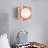 TZSMUM İç mekan retro duvar lambası E27 yuvarlak cam abajur duvar lambası yaratıcı çocuk odası dekorasyonu duvar aydınlatması demir (ampulsüz) yatak odası koridor oturma odası için (B, pembe)