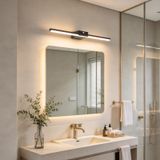 TZSMUM İç mekan uzun duvar lambası LED 120° hareket sensörlü duvar aydınlatması banyo aynası su geçirmez duvar lambası şalterli demir alüminyum akrilik yatak odası koridor için (100 cm, sıcak ışık)