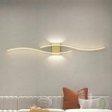 TZSMUM LED Modern Duvar Lambası USB Şarj Edilebilir Duvar Lambası Pille Çalışan Duvar Apliği Demir Akrilik Uzun Paralel Tasarım İç Mekan Dekoratif Yatak Odası Oturma Odası Koridor için (120 cm, Altın