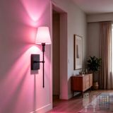 TZSMUM RGB Uzaktan Kumandalı İç Mekan Retro LED Duvar Lambası Kısılabilir Duvar Aydınlatmaları USB Şarj Edilebilir Kumaş Abajur Yatak Odası için Endüstriyel Demir Duvar Lambası (1 Adet, Siyah Kare)