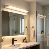 TZSMUM Uzun dikdörtgen duvar lambası LED banyo aynası su geçirmez duvar aydınlatması modern iç mekan demir duvar lambası minimalist siyah/beyaz dekorasyon yatak odası için (66 cm, beyaz sıcak ışık)