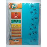 U-4 6+3 Bölümlü 225 Yaprak A4 Sipralli Ayraçlı Defter 6 Kareli 3 Çizgili Çoklu Defter