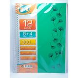 U-4 8+4 Bölümlü 300 Yaprak A4 Sipralli Ayraçlı Defter 8 Kareli 4 Çizgili Çoklu Defter - Yeşil
