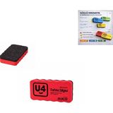U-4 Renkli Eva Sünger Mıknatıslı Tahta Silgisi (Ebat: 10,5 cm x 5,6 cm x 2 Cm) (1 Adet) - Kırmızı