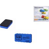 U-4 Renkli Eva Sünger Mıknatıslı Tahta Silgisi (Ebat: 10,5 cm x 5,6 cm x 2 Cm) (1 Adet) - Mavi