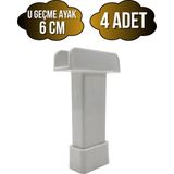 U Geçme Beyaz Plastik Ayarlı Ayak Mobilya Masa ve Dolap Ayağı(Beyaz)(6cm - 10CM) - 6cm - 4 ADET